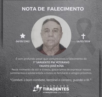 Nota de Pesar: 1° Sargento PM Veterano Fausto José Rosa