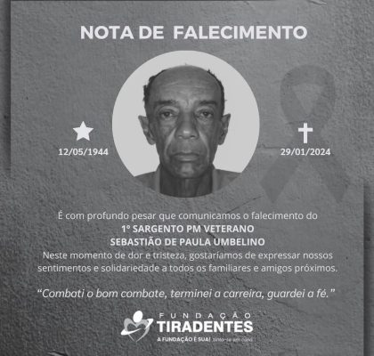 Nota De Pesar 1° Sargento PM Veterano Sebastiao De Paula Umbelino