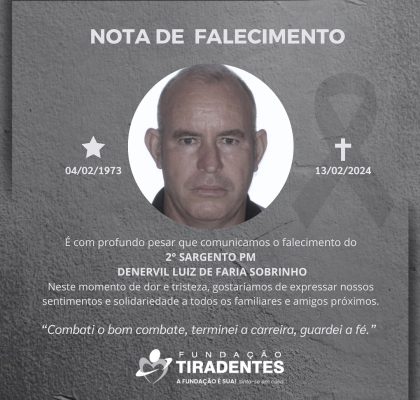 Nota de Pesar: 2° Sargento PM Denervil de Faria Sobrinho