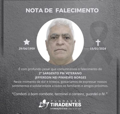 Nota De Pesar 2° Sargento PM Veterano Jefferson Nei Pinheiro Borges