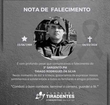 Nota de Pesar: 3° Sargento PM Thiago Rodrigues da Silva