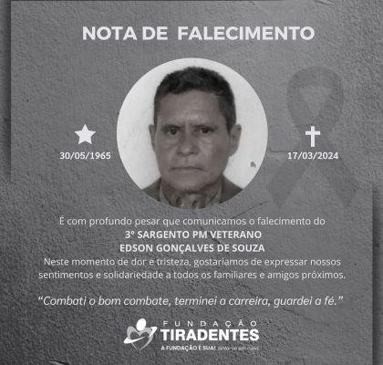 Nota de Pesar: 3° Sargento PM Veterano Edson Gonçalves de Souza