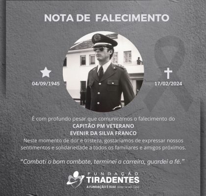 Nota de Pesar: Capitão PM Veterano Evenir da Silva Franco