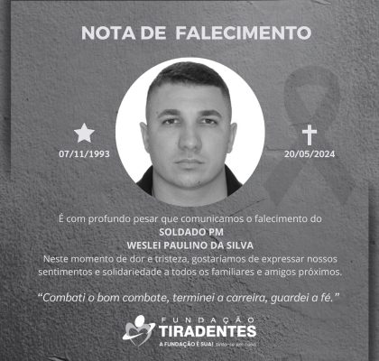 Nota de Pesar: Soldado PM Weslei Paulino da Silva