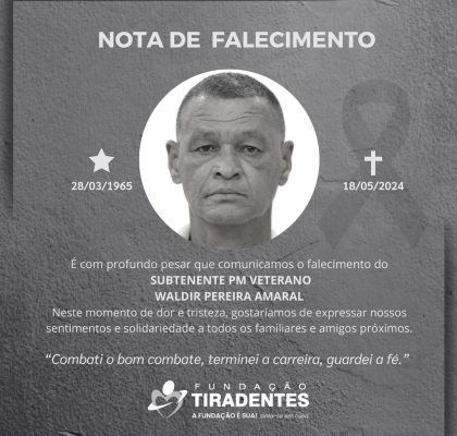 Nota de Pesar: Subtenente PM Veterano Waldir Pereira Amaral