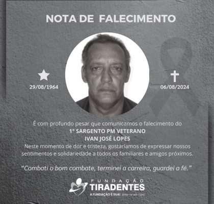 Nota de Pesar: 1° Sargento PM Veterano Ivan José Lopes