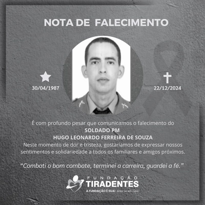 Nota de Pesar: Soldado PM Hugo Leonardo Ferreira de Souza